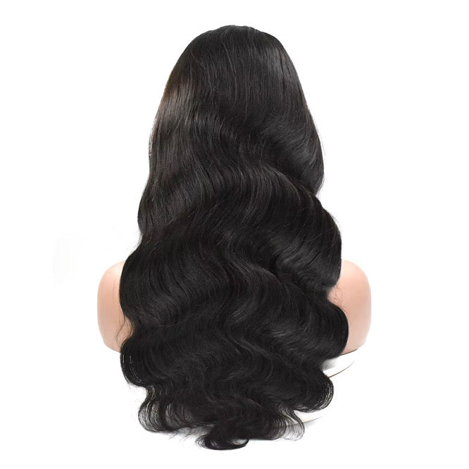 13x4 HD Lace Front Wig – 100% Virgin Indian Hair – Glueless, Adjustable & Bleached Knots (24”–26”28”) black