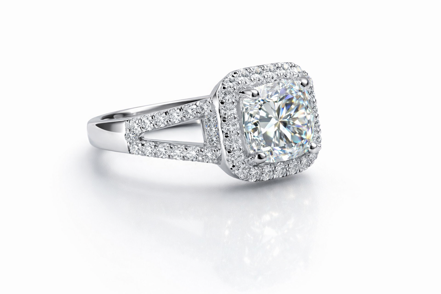 925 Sterling Silver Simulated Diamond Halo Engagement Ring