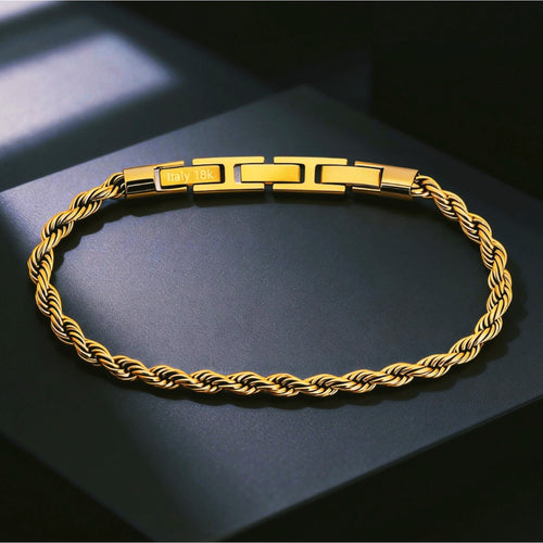 18k Italy Gold Plated Rope Chain Bracelet