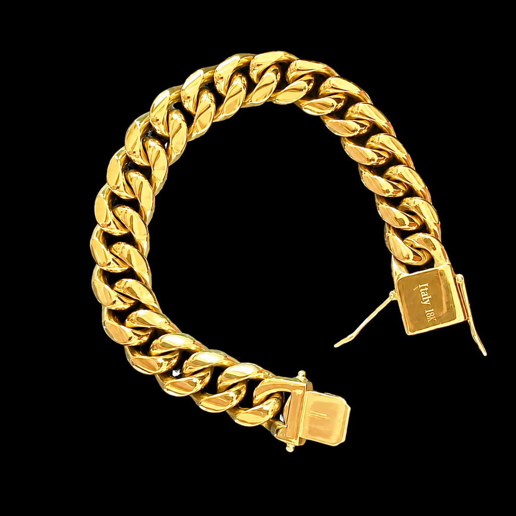 Italy 18K Gold-Filled 16mm Cuban Link Bracelet