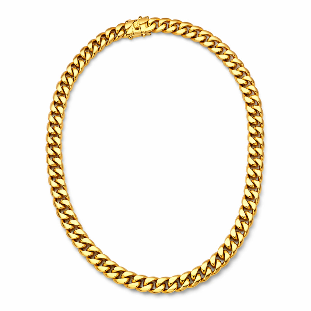 Gold chain bracelet on a white background