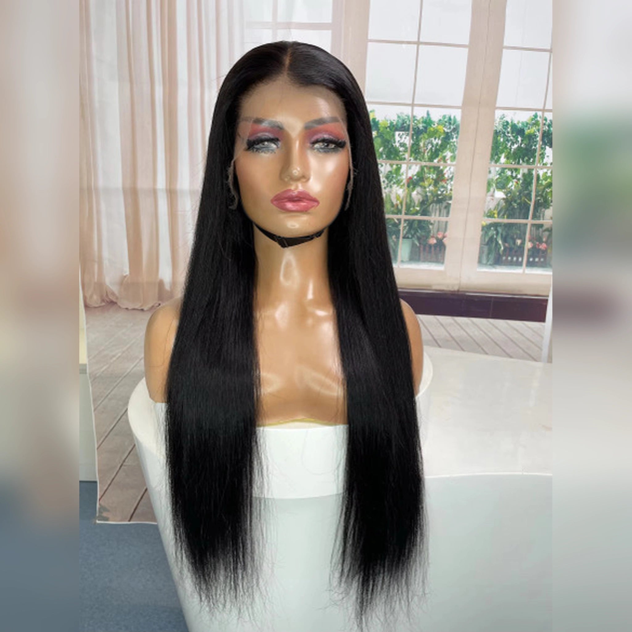 Luxury 13x4 HD Lace Front Wig – 100% Virgin Indian Hair black length 24” 26” 28”