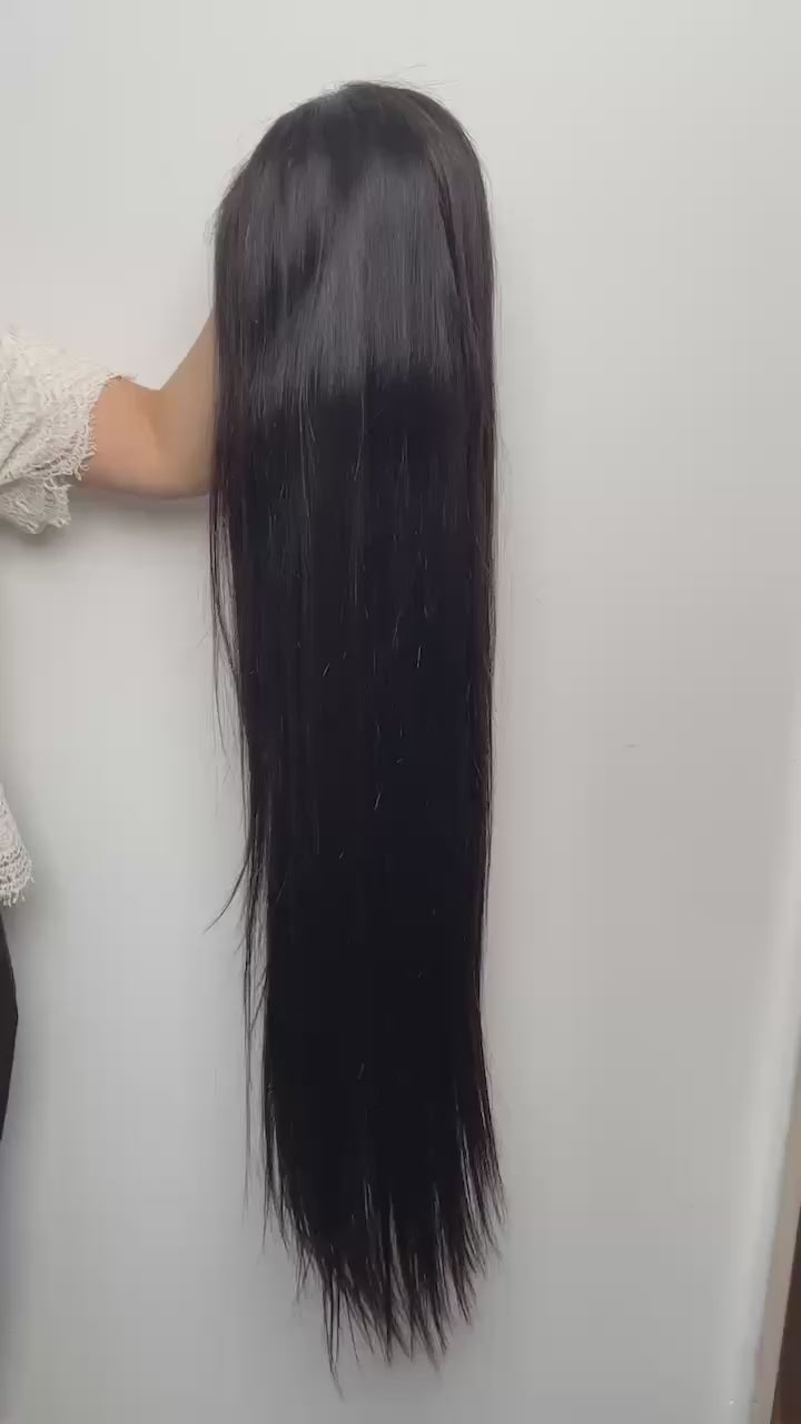Luxury 13x4 HD Lace Front Wig – 100% Virgin Indian Hair black length 24” 26” 28”