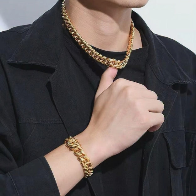 Italy 18K Gold-filled Miami Cuban Link Necklace