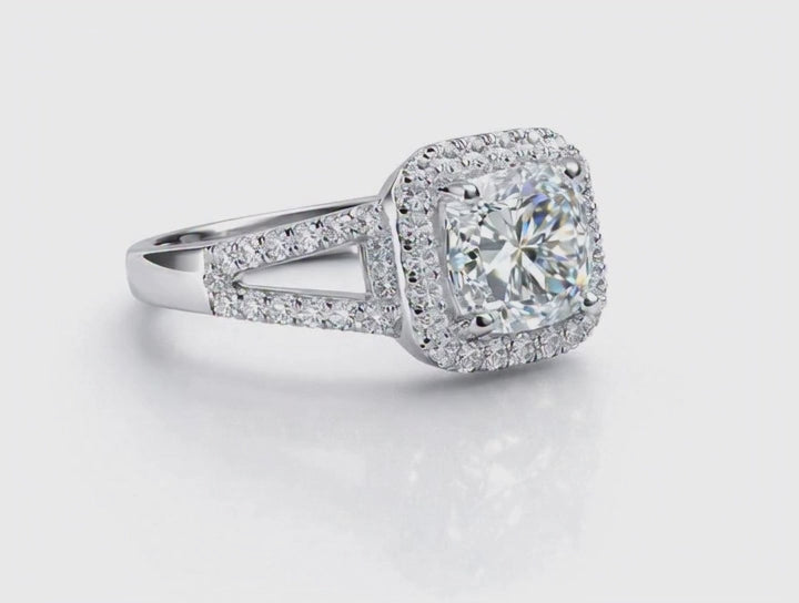 925 Sterling Silver Simulated Diamond Halo Engagement Ring