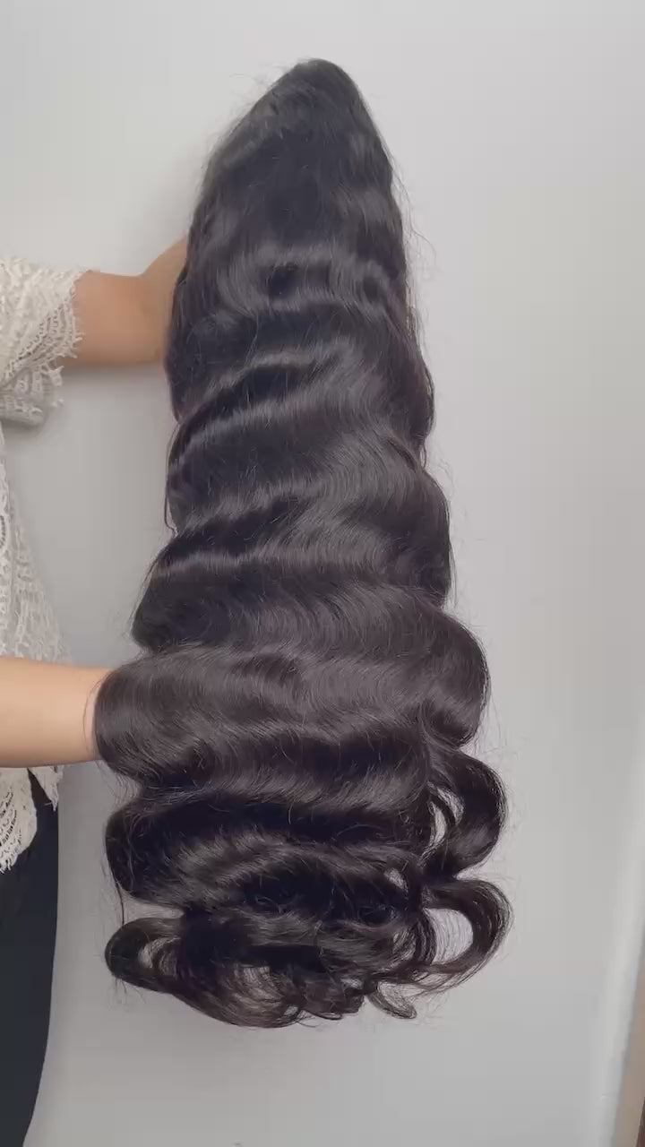 13x4 HD Lace Front Wig – 100% Virgin Indian Hair – Glueless, Adjustable & Bleached Knots (24”–26”28”) black