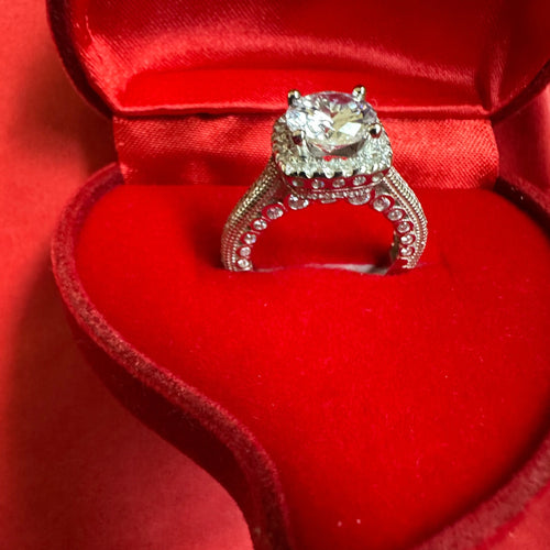 925 Sterling Silver Cushion Halo CZ Engagement & Promise Ring for Women