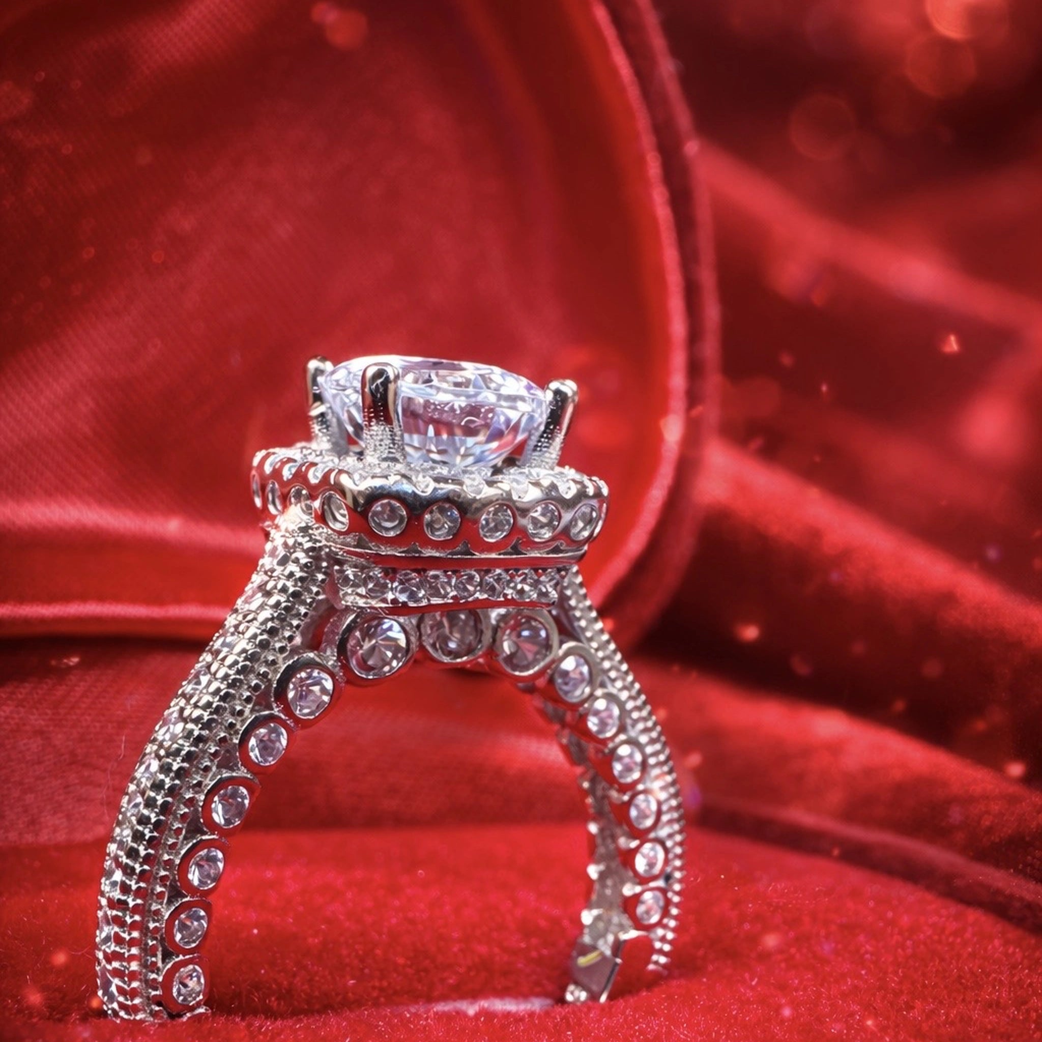 925 Sterling Silver Cushion Halo CZ Engagement & Promise Ring for Women