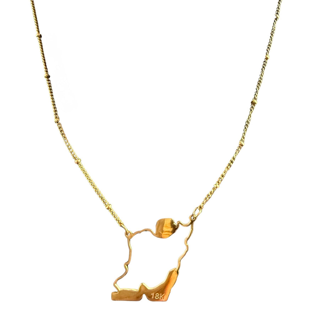 Iran map Gold turquoise Necklace –Caspian sea and Persian gulf